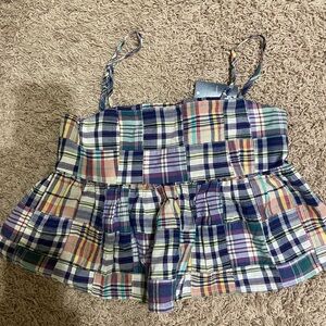 Lucky brand madras plaid babydoll tank, new with tags